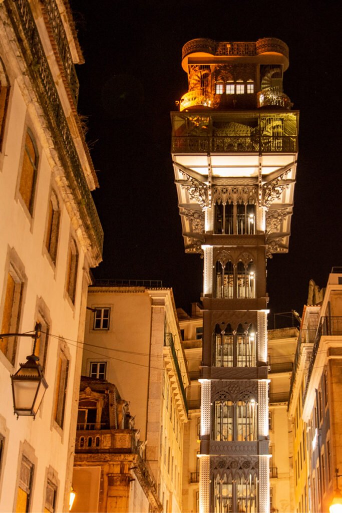 Elevador de Santa Justa in Lisbon, Portugal, with panoramic views over the historic city center