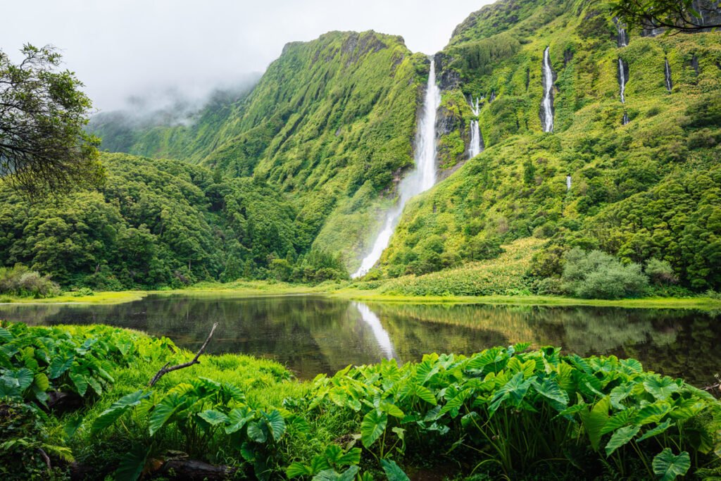 Poço da Ribeira do Ferreiro waterfall lagoon on Flores Island, Azores
