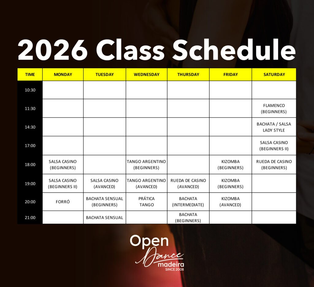 Opendance 2026 Class Schedule