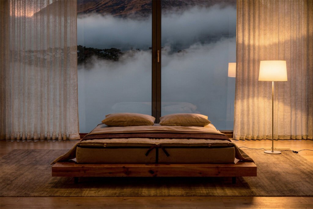 Exclusive minimalist bedroom with direct views of the volcanic landscape. A real estate opportunity to invest in Azores and live in tranquility