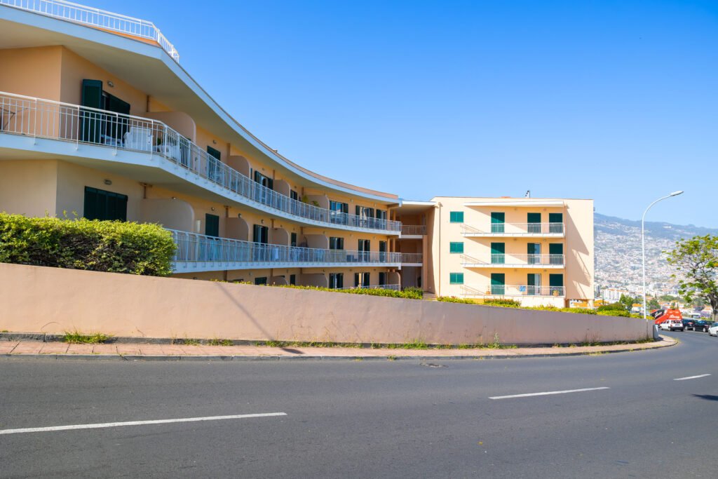 Panoramic ocean view over Funchal bay from luxury T3 duplex apartment balcony for sale in Sao Martinho Madeira